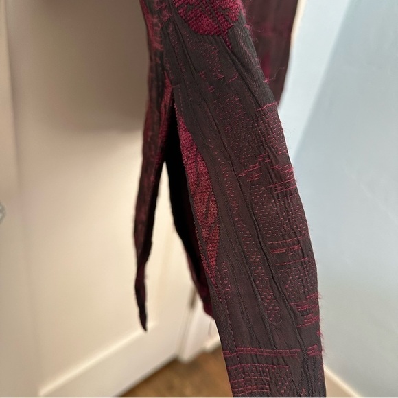 Coldwater Creek Coat Longline Leaf Burgundy L - Picture 7 of 12